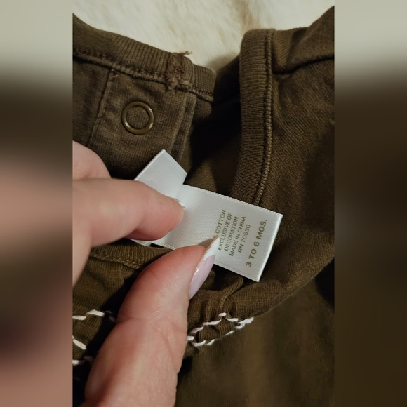 Janie and Jack baby girl Brown top w/ pink/ brown flat cap 6/12mos - Picture 6 of 8